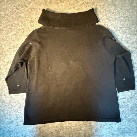 Vtg Christmas Sweater women's 2X Turtle Neck Embroidered Festive Trees Stars - Picture 2 of 11